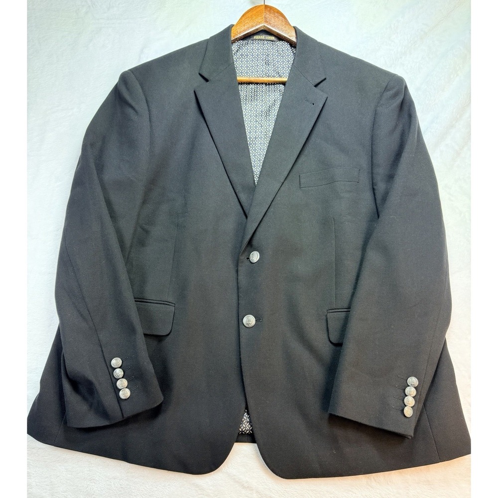 Pierre Loren Men's Black Suit Jacket Blazer George 2B‎ Silver Crest Buttons 46S